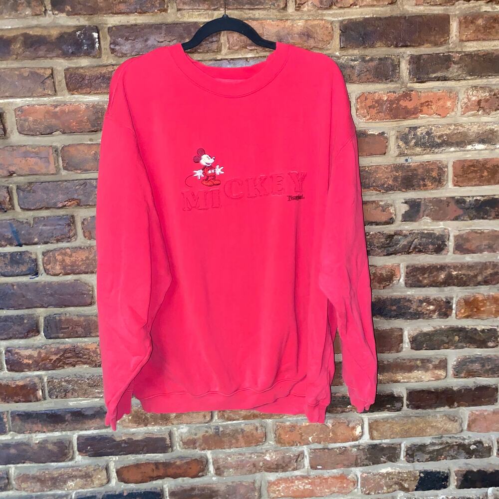 Disney Disneyland Resort Vintage Red Embroidered Sweatshirt Adult Size XL